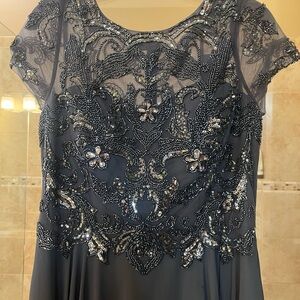 Elegant Dark Gray Embellished Evening Gown